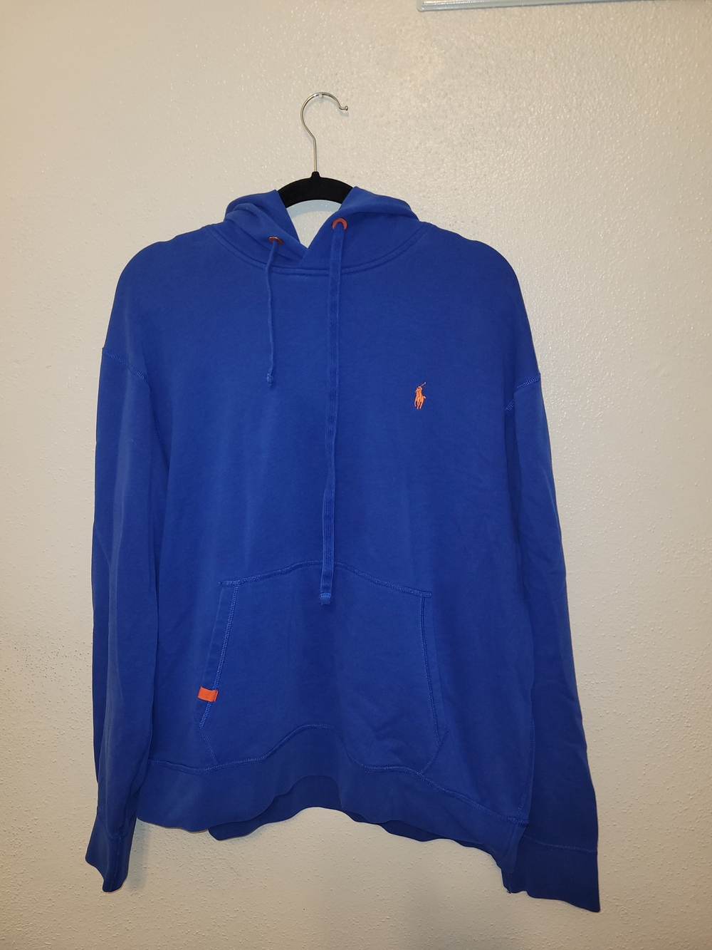 Polo Ralph Lauren Performance Hoodie Men XXL Royal Blue Orange Pony Fleece